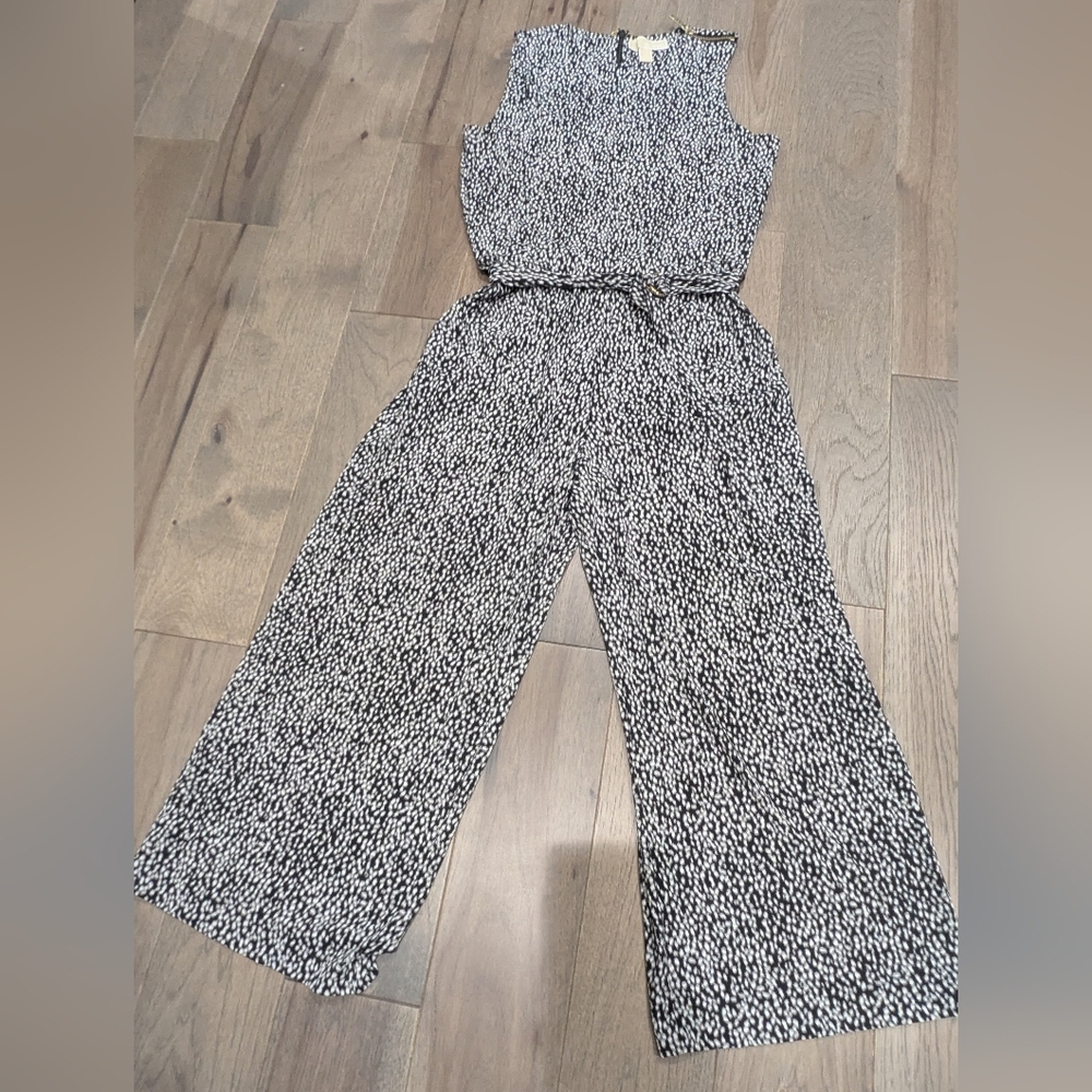 Black And White Michael Kors Jumpsuit With Gold Accents and Pockets XS
